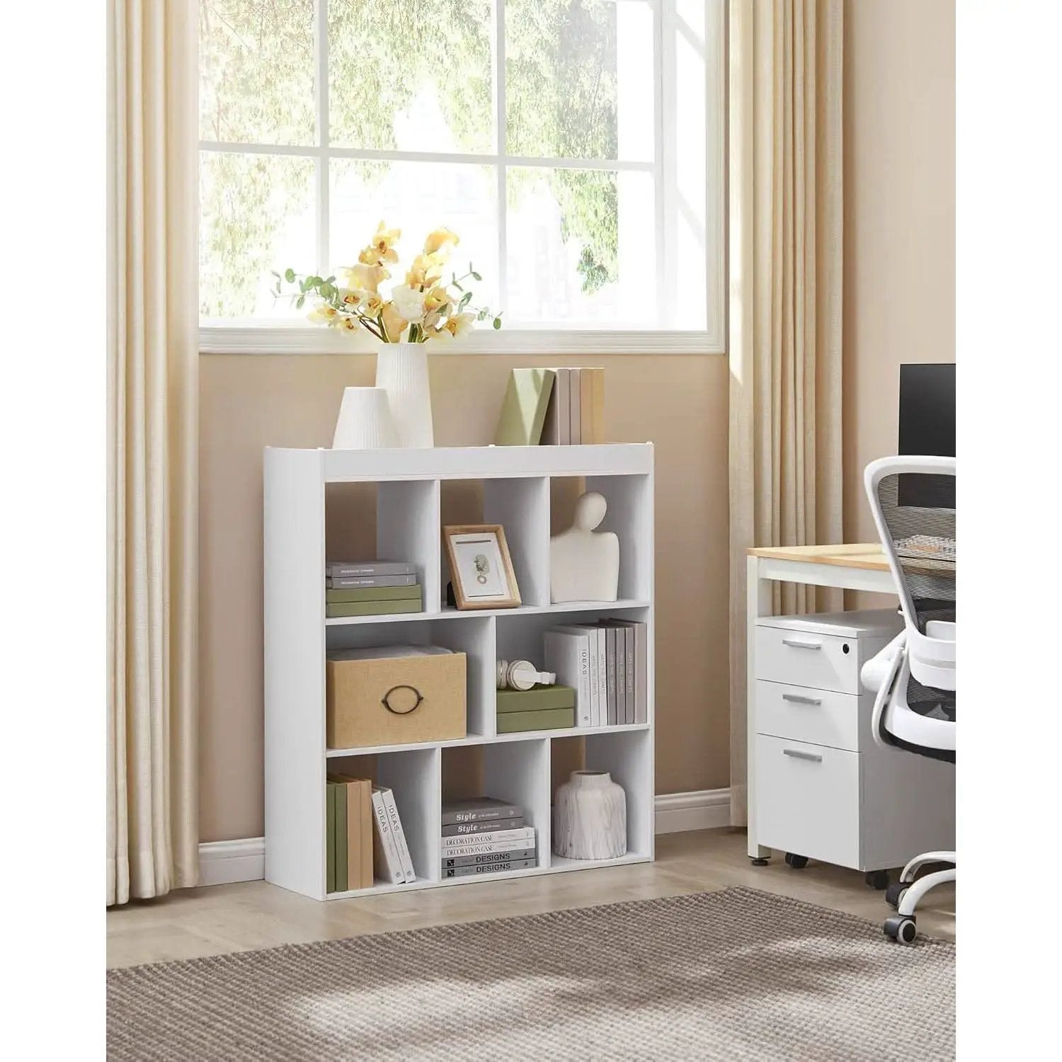 White Bookcase With 8 Open Compartments Freestanding Storage Shelf 11x35.4x39.4 from PriceLows™
