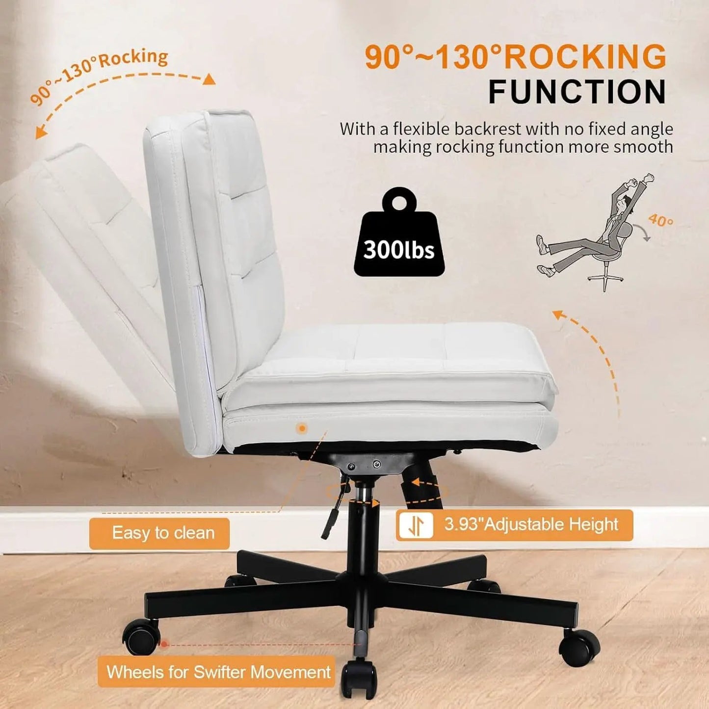 Criss Cross Office Chair Beige With Wheels For Home Office from PriceLows™
