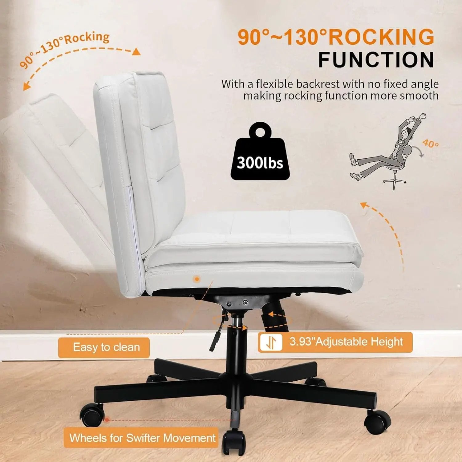 Criss Cross Office Chair Beige With Wheels For Home Office from PriceLows™