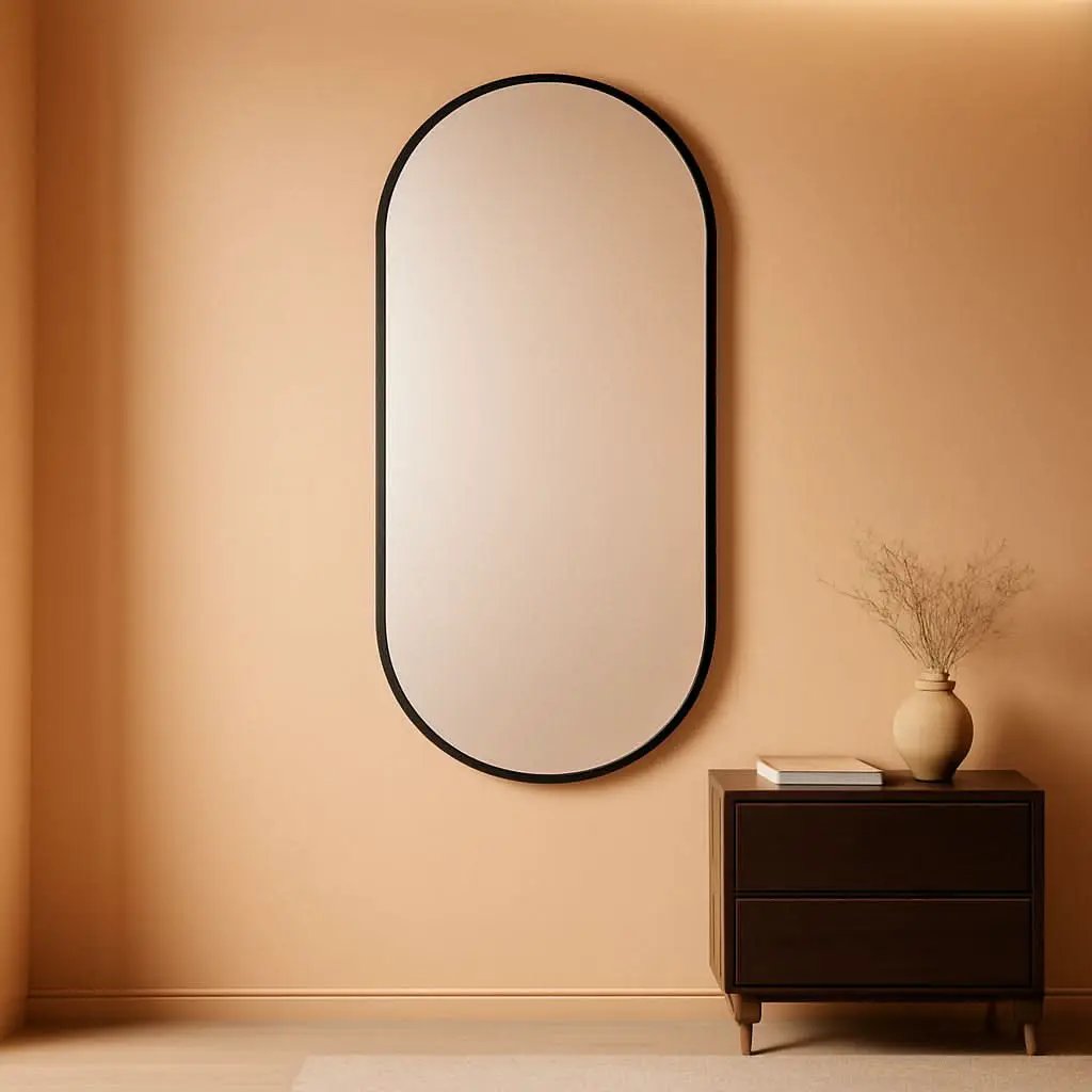 18W X 36H Oval Framed Wall Mount Vanity Mirror Matte Black from PriceLows™