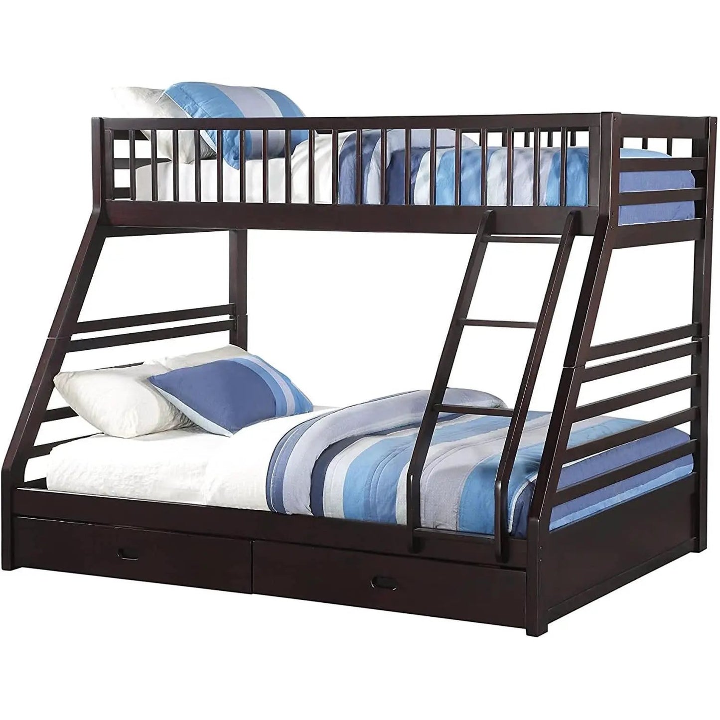 XL Twin Over Queen Bunk Bed With Drawers Espresso Finish from PriceLows™