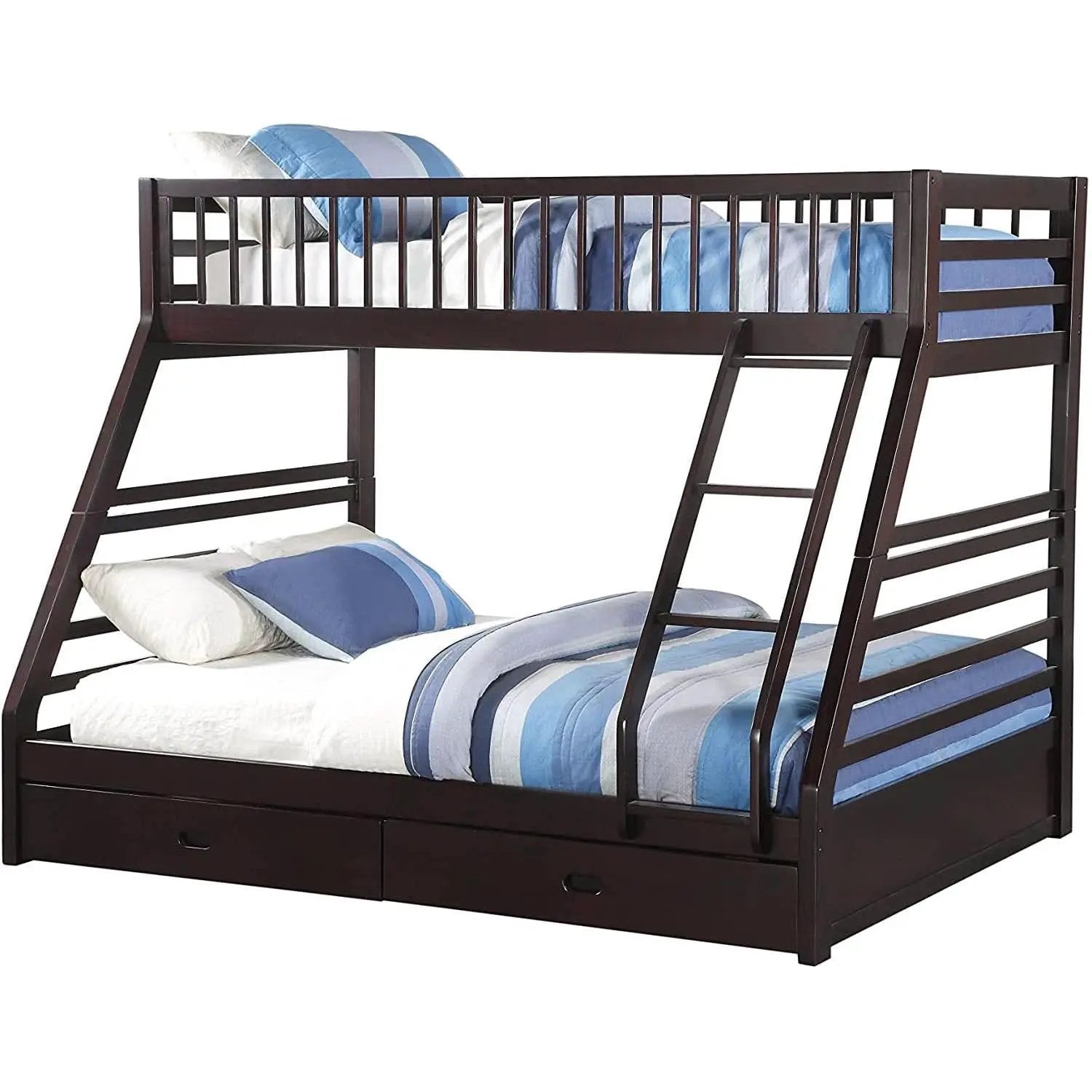 XL Twin Over Queen Bunk Bed With Drawers Espresso Finish from PriceLows™