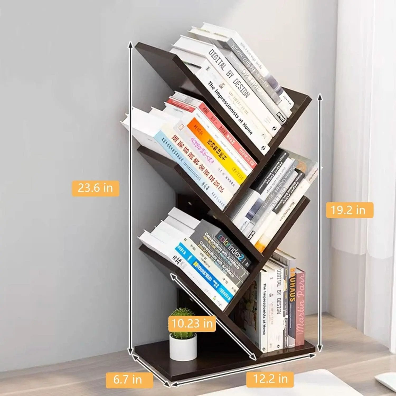 Wooden 5 Tier Book Tree Bookshelf For Displaying Books And Magazines from PriceLows™