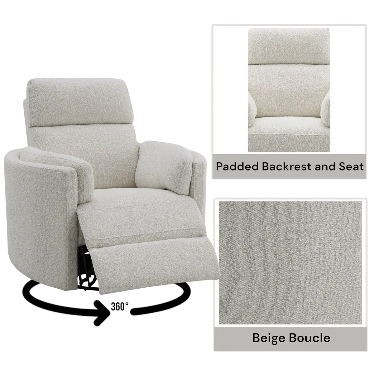 Sagen Glider Recliner With Swivel Swivel Glider Chair | 3 Pieces | Wood | Living Room