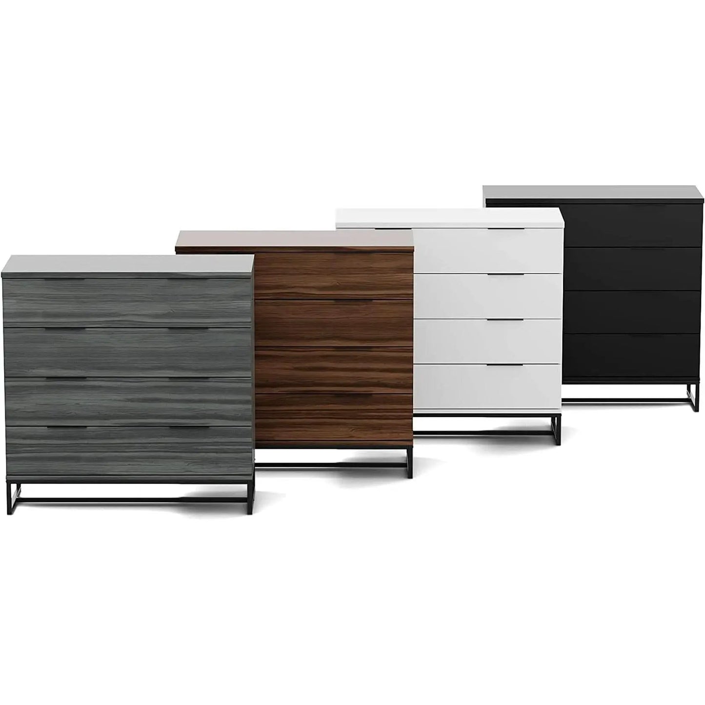Black Modern Four Drawer Dresser Storage Chest For Bedroom from PriceLows™