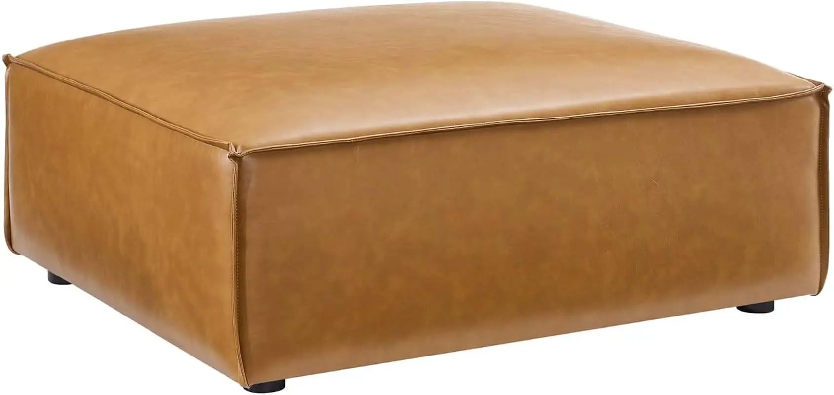Tan Vegan Leather Contemporary Sectional Sofa Ottoman from PriceLows™