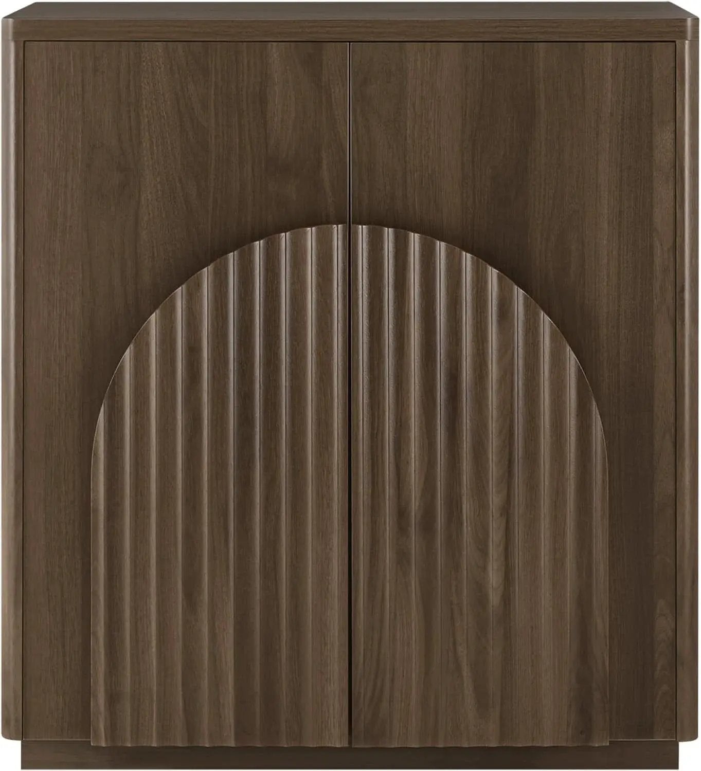 Walnut Sideboard Buffet Cabinet With Generous Storage And Wave Pattern Doors
