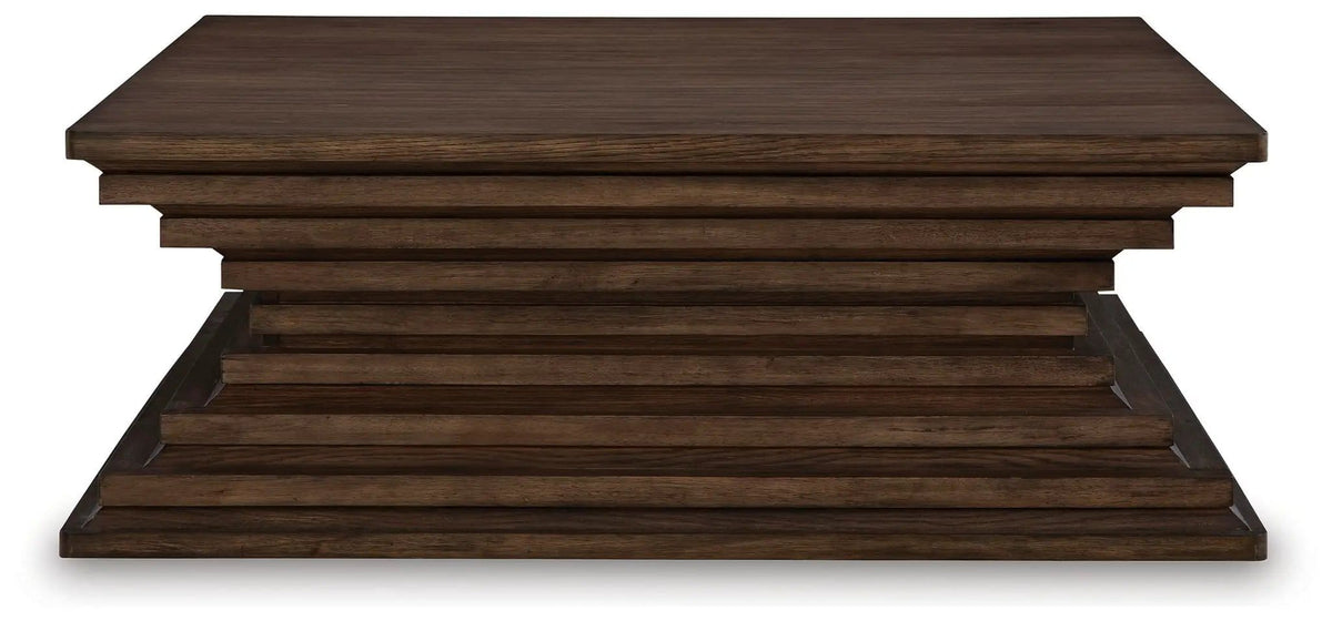 Hannodream Square Cocktail Table | 47.75 x 47.75 x 18.75 in | Oak Veneer & Mdf | Warm Brown