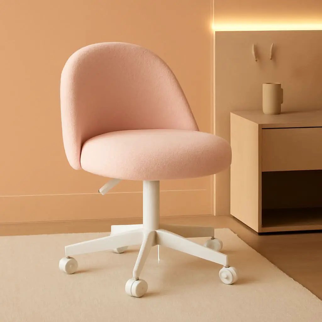 Pink Teddy Desk Chair With Lumbar Support And Wheels from PriceLows™