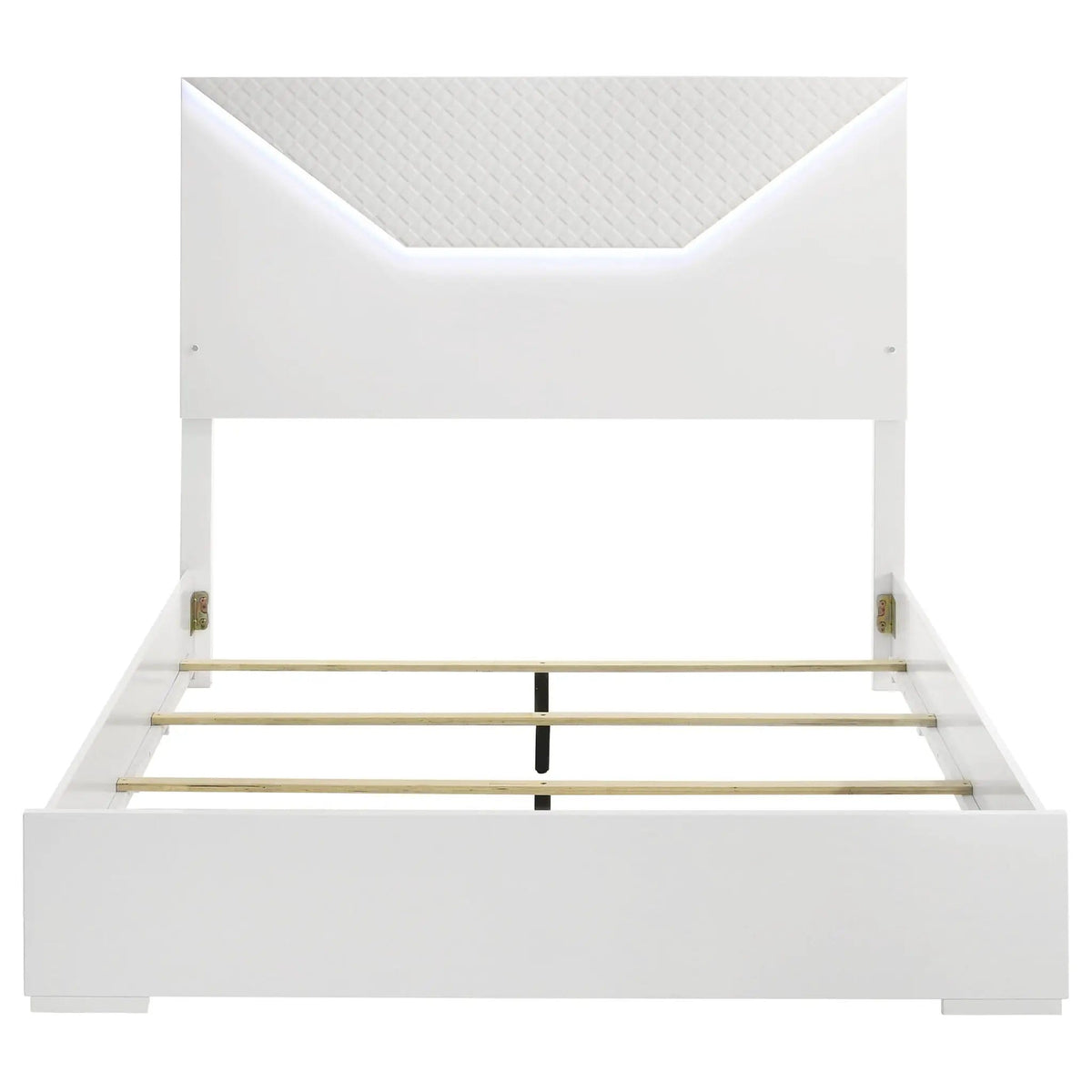 Ives Queen Panel Bed LED Headboard White High Gloss | 63.5 x 83.5 x 56.75 in | Bedroom Furniture | Bedroom