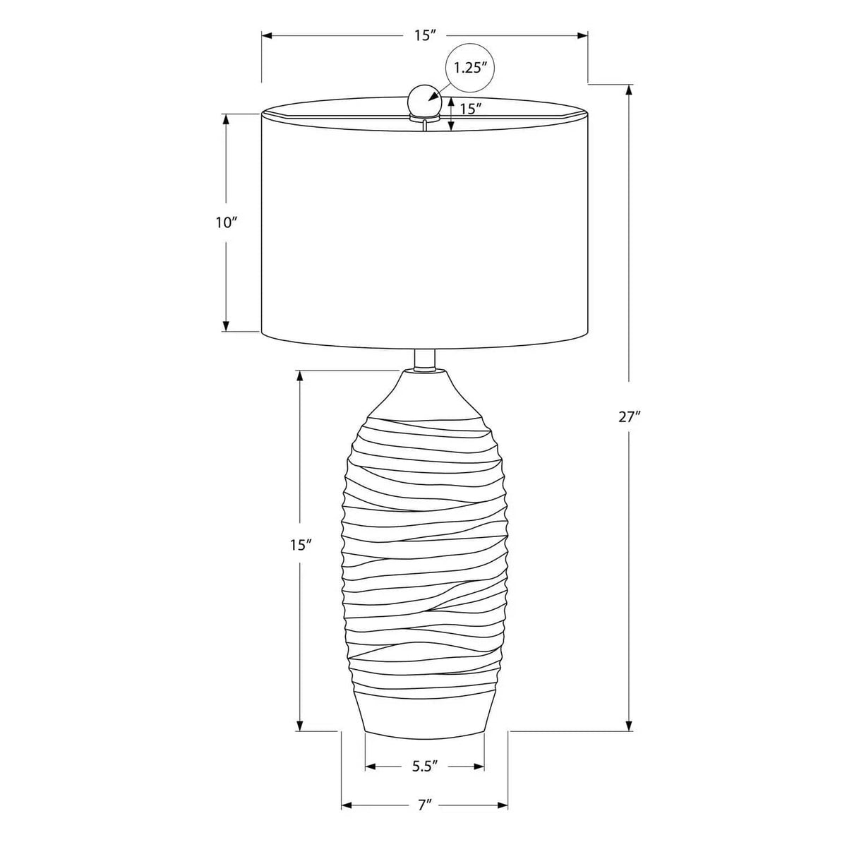 Lighting, Table Lamp Modern - | 15 x 15 x 27 in | Linen | Gray