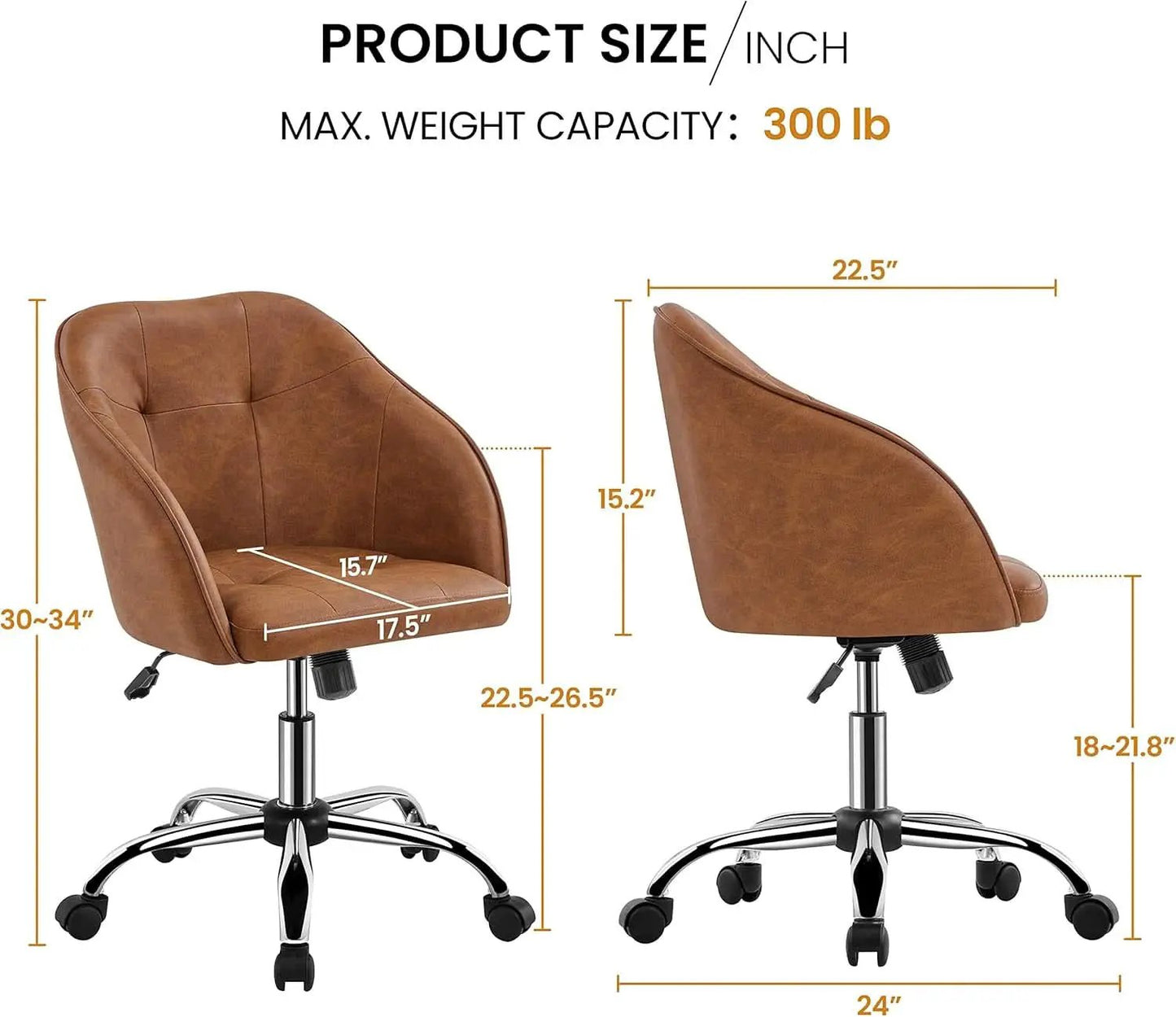 Brown Faux Leather Desk Chair With Adjustable Tilt from PriceLows™