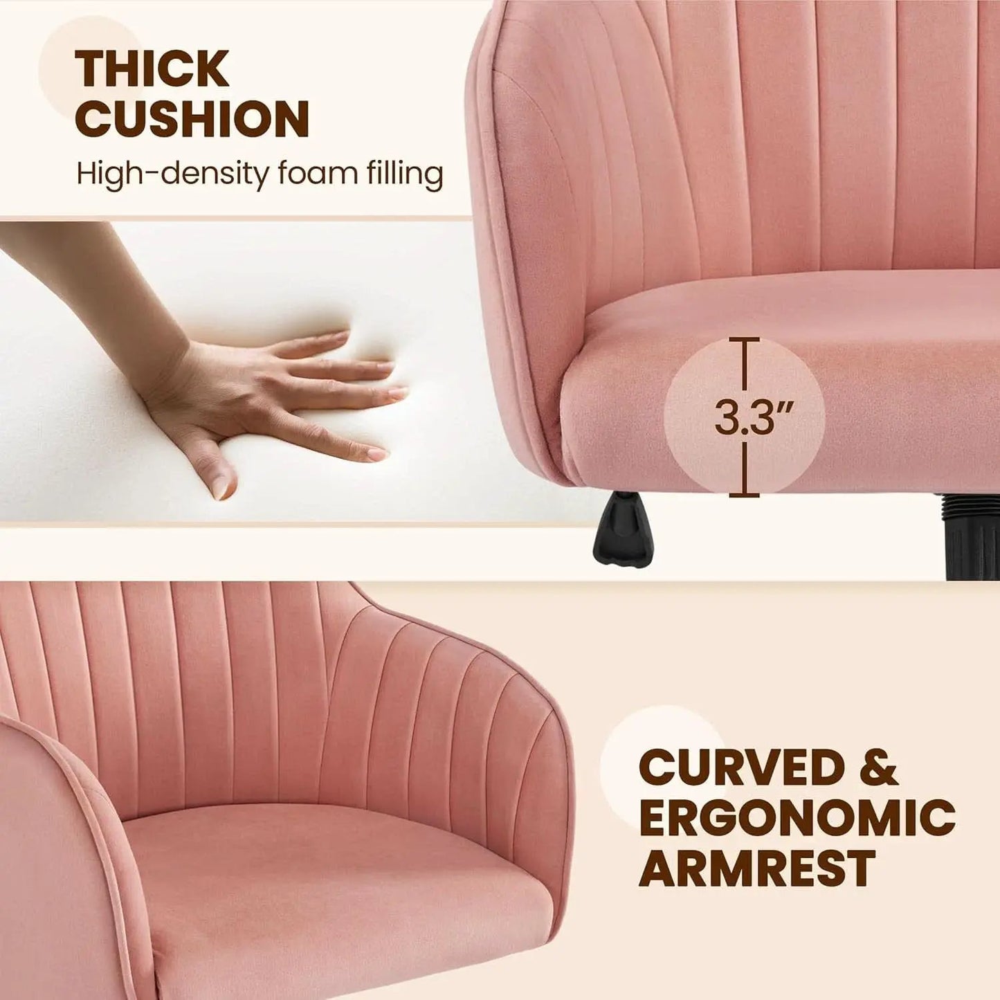 Pink Desk Chair With Adjustable Height For Home Office from PriceLows™