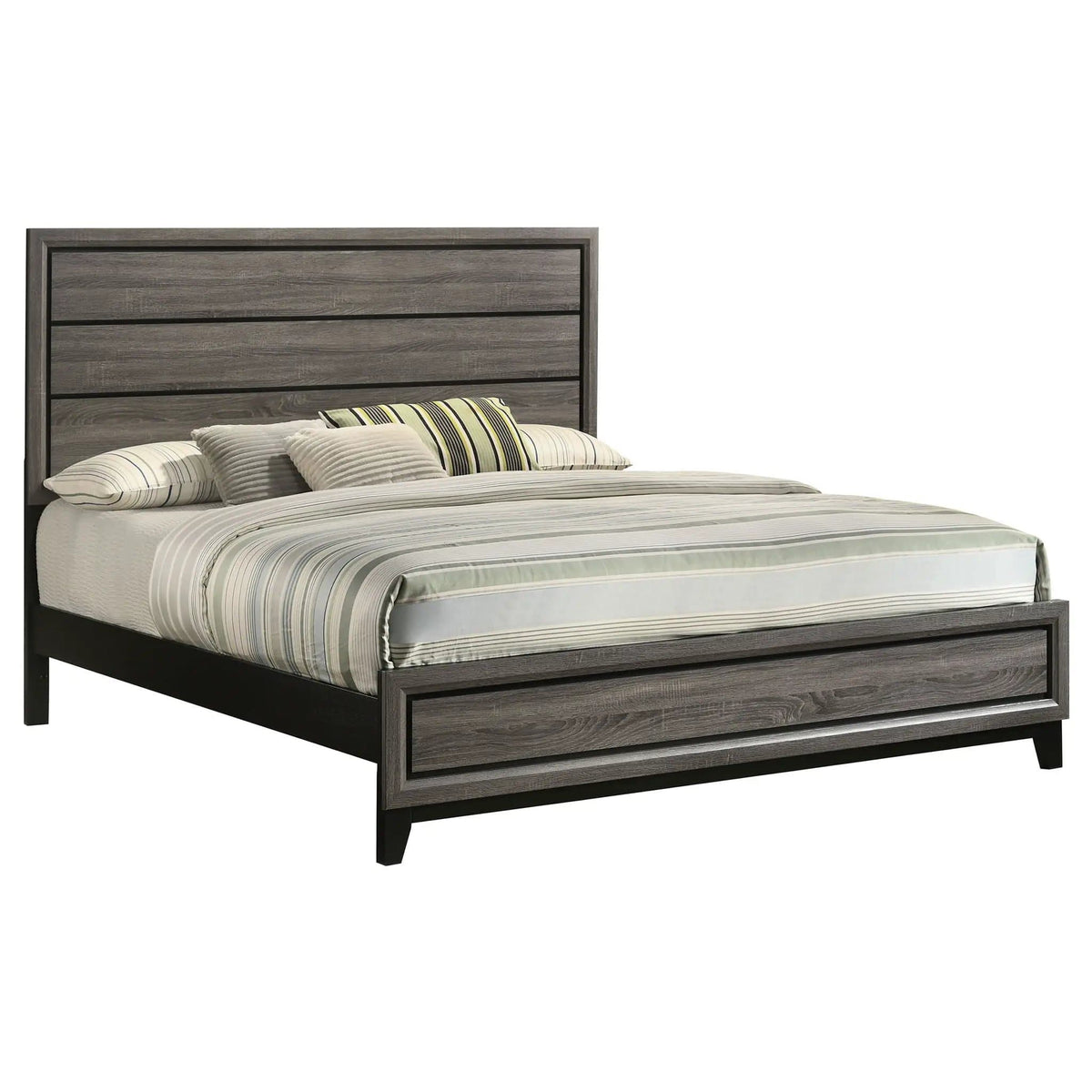 Watson Wood Eastern King Panel Bed Grey | 79.5 x 84.5 x 56.5 in | Rubberwood & Engineered Wood | Oak