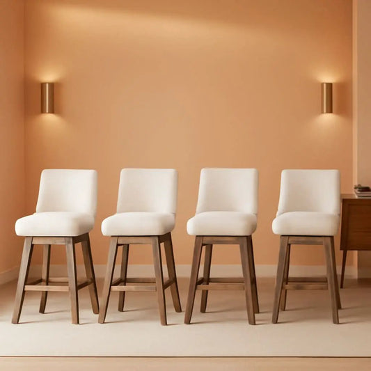 Swivel Upholstered Bar Stool With Back Wood Legs Set Of 4 from PriceLows™