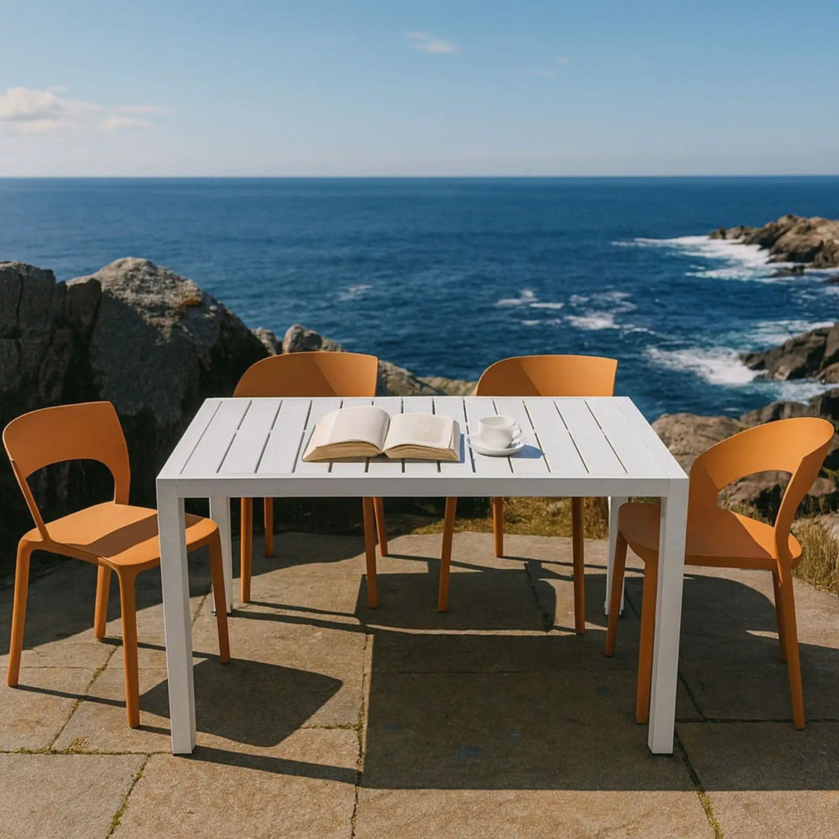 4 Piece Set Of Modern Designed Single Chairs With Long Table | 4-Piece Set | Metal | Outdoor Living