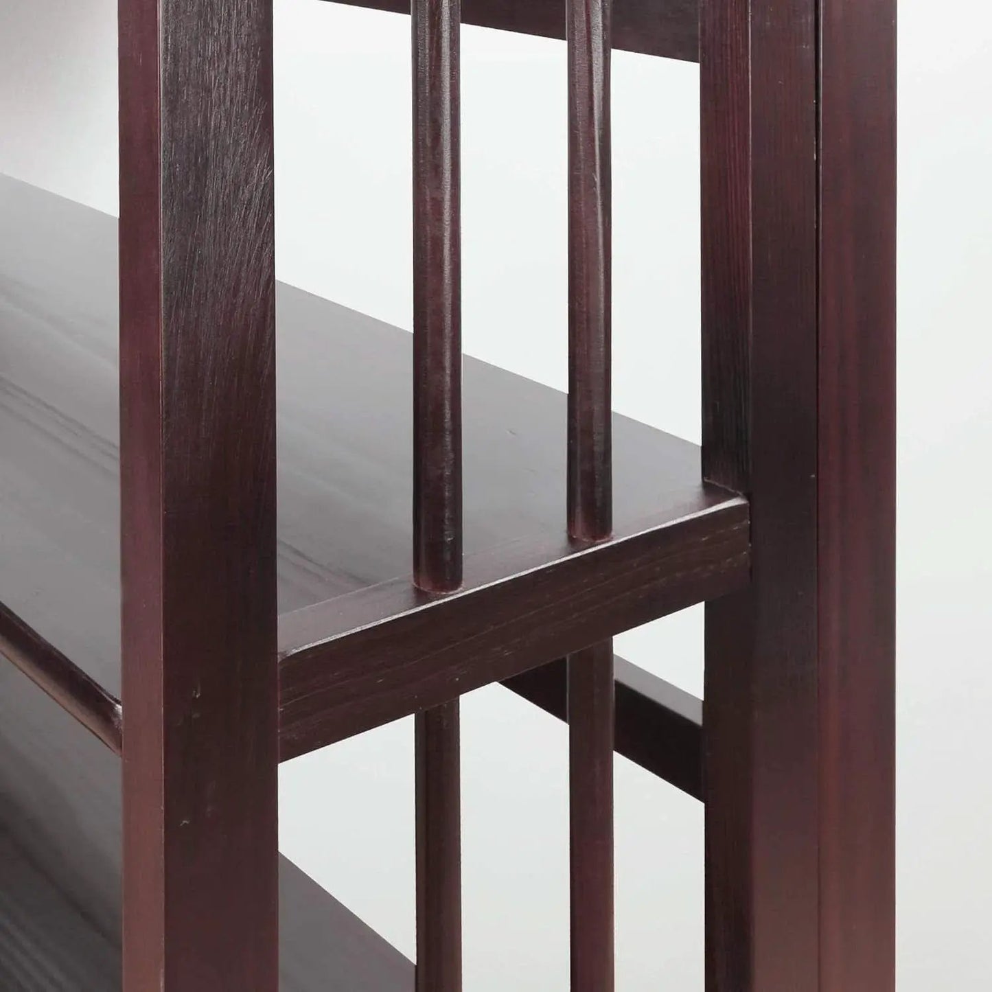 Three Shelf Folding Stackable Bookcase 27.5 Inch Wide Espresso Wood Home Office Storage from PriceLows™