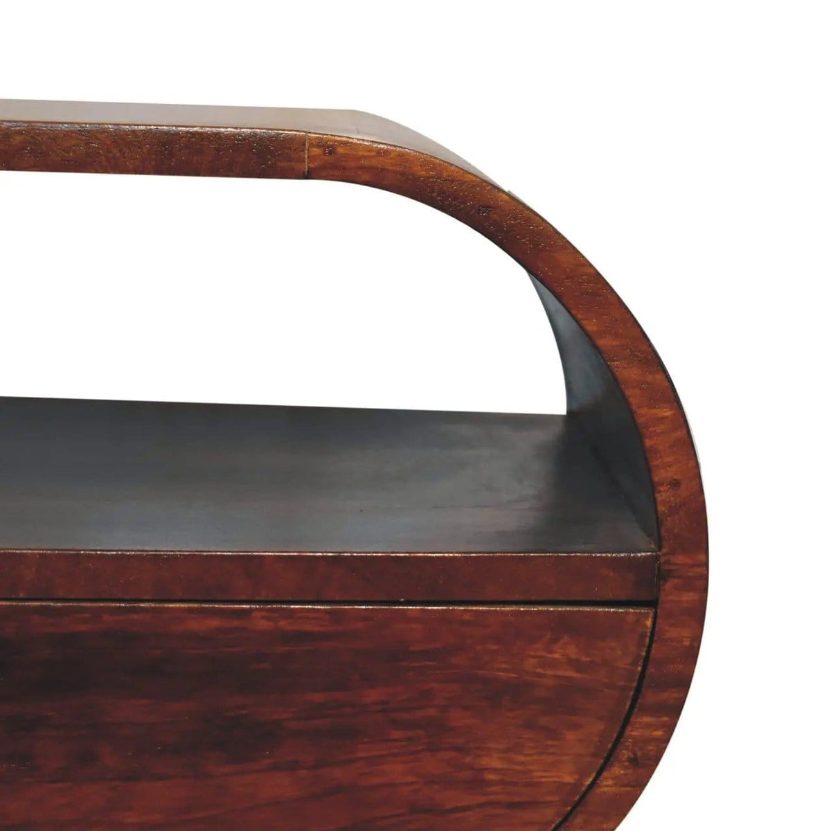 Large Chestnut Circular Bedside Accent Nightstand | 2 Pieces | Mango Wood | Bedroom