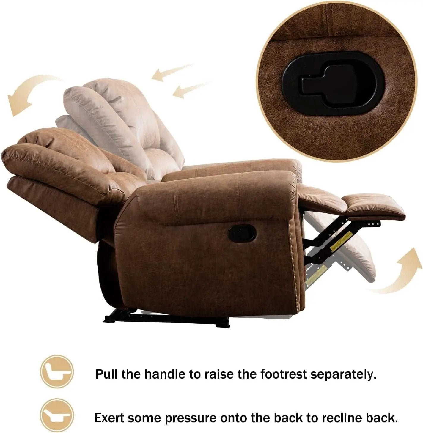 Leather Recliner Chairs Set 2 Nut Brown Manual Recliners from PriceLows™