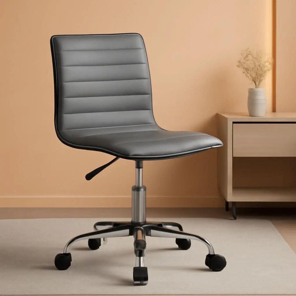 Alan Low Back Light Gray Ribbed Swivel Office Chair from PriceLows™
