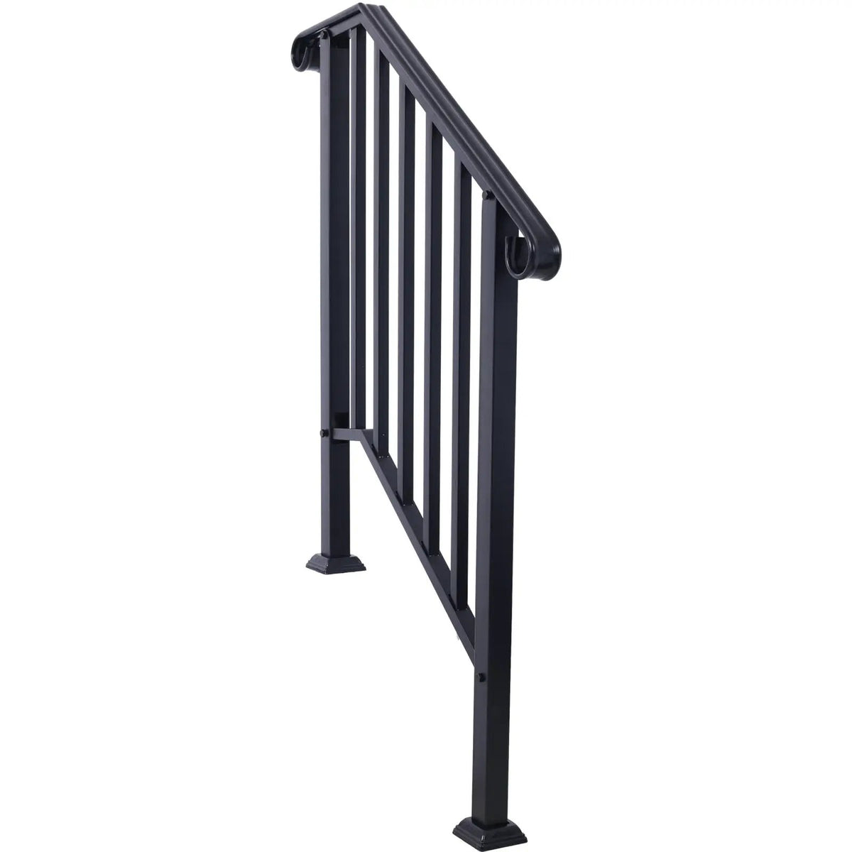Wrought Iron Stair Handrail | Fits 2 Or 3 Steps | Outdoor Railing | Rustproof Coating