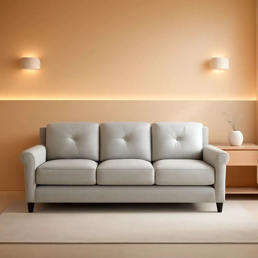 Harrington Sofa Beige With Curved Arms For Living Room from PriceLows™