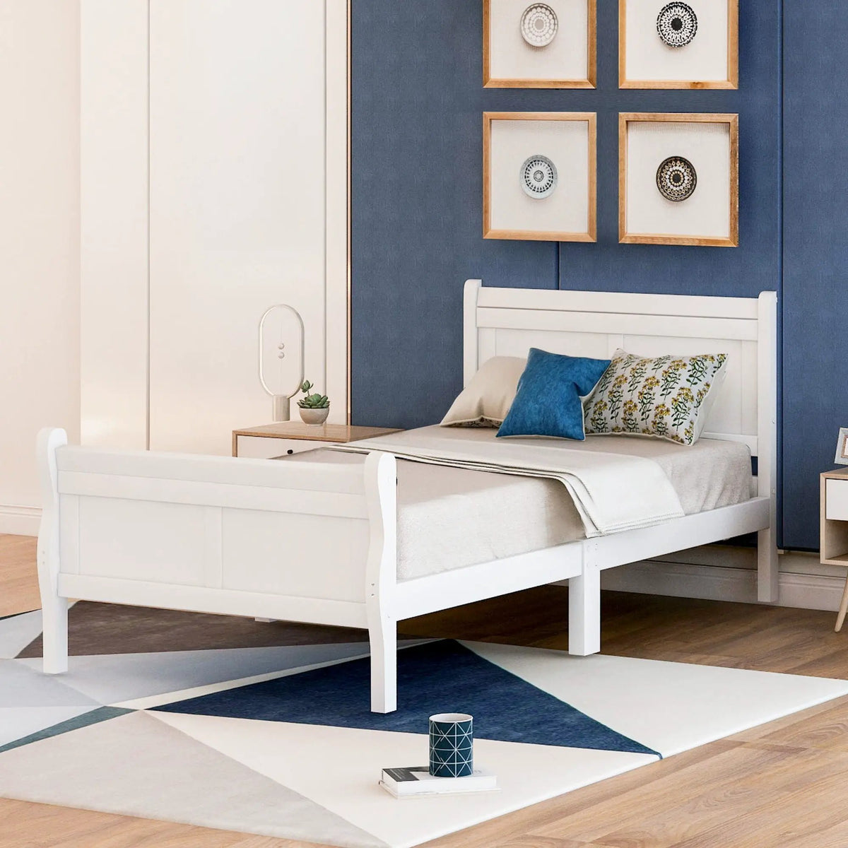Wood Platform Bed Frame | Headboard Footboard | Wood Slat Support