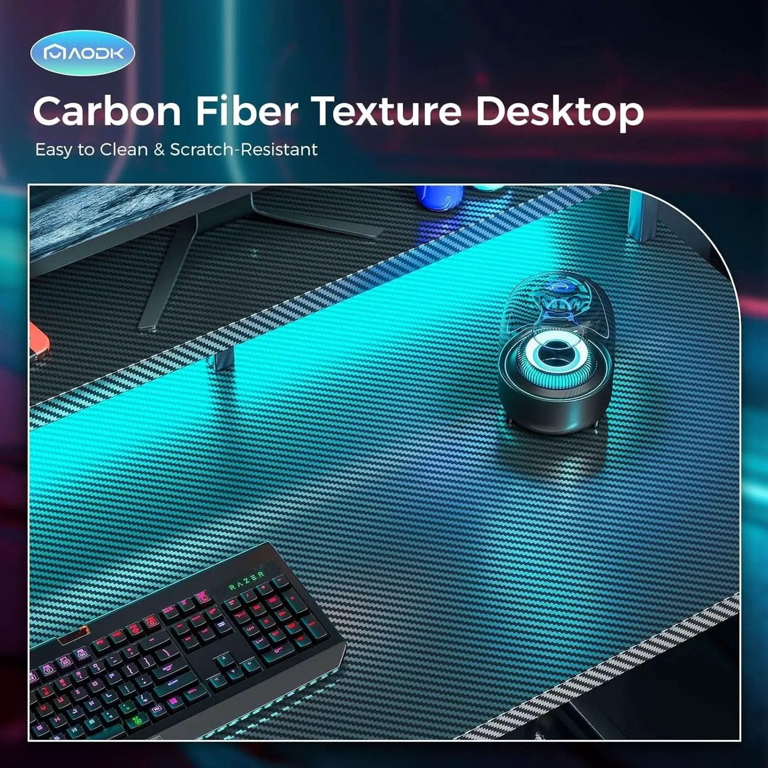 48 Inch LED Gaming Desk With Power Outlet And Shelves from PriceLows™
