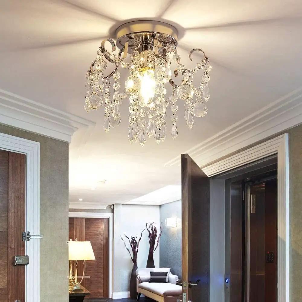 Mini Crystal Chandelier Flush Mount, Chrome Finish from PriceLows™