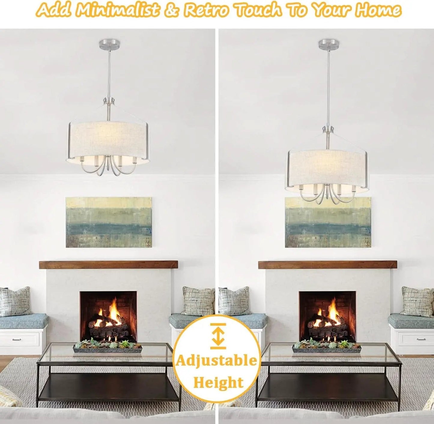 5 Light Drum Chandelier 18 Inch Brushed Nickel Fixture from PriceLows™