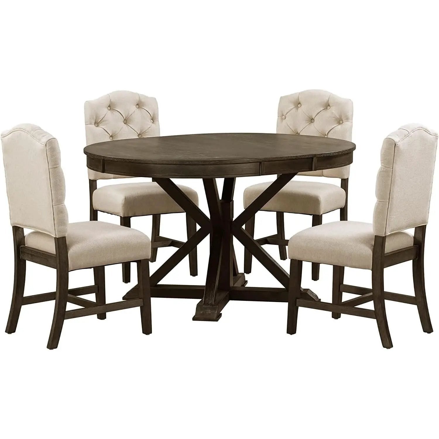Extendable Round Dining Table Set 5 Piece Modern Farmhouse Style from PriceLows™