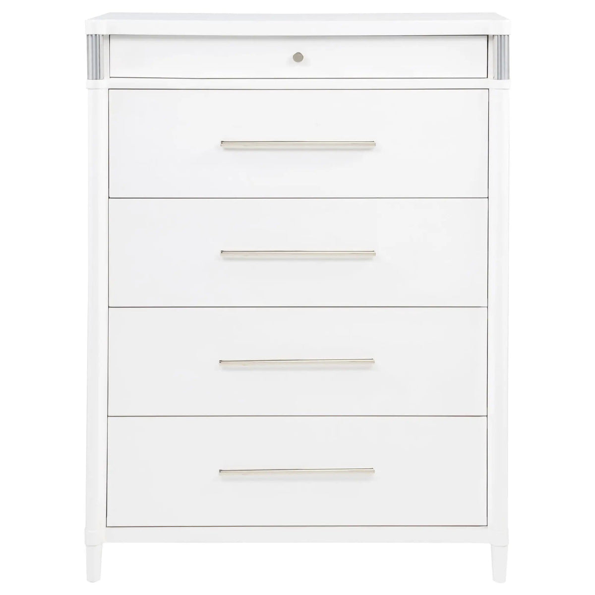 Gracemont 5-drawer Bedroom Chest of Drawers | 38 x 18 x 52.25 in | Rubberwood & Engineered Wood | White
