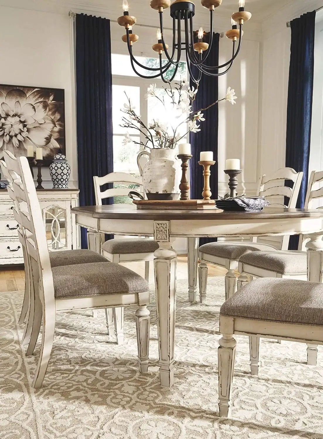 Upholstered Dining Chairs Set, Antique White, 2 Count from PriceLows™