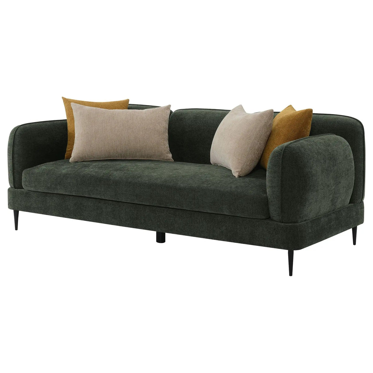 Jade Chenille Upholstered Modern Track Arm Sofa | 84 x 38.5 x 32 in | Chenille & Fabric | Green