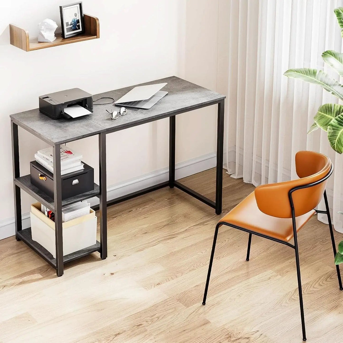 Computer Desk 40 Inch Gray With Durable Storage Shelves from PriceLows™