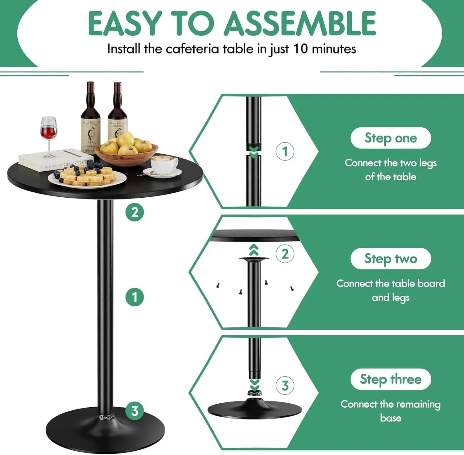 Black Circular Bar Table Water proof Coated Metal Base from PriceLows™