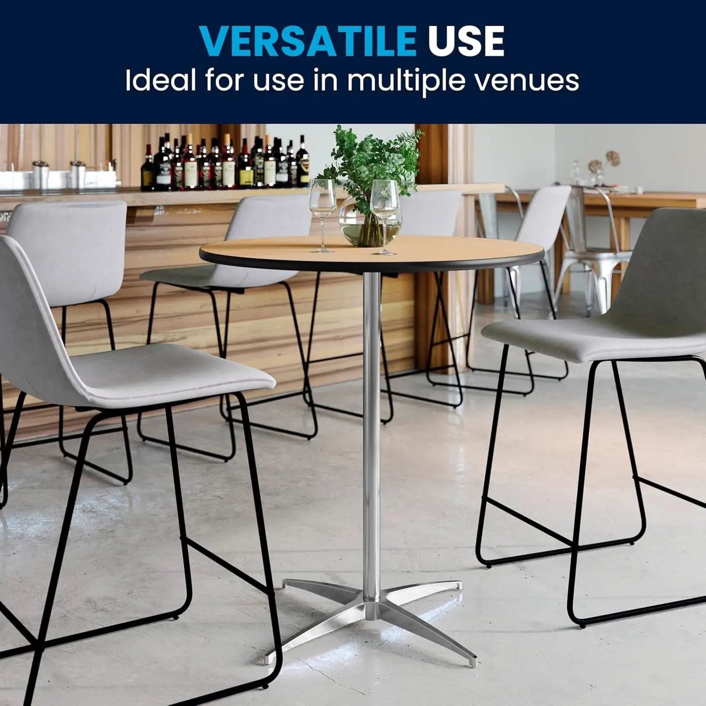 Natural Birch Wood Round Cocktail Table Adjustable from PriceLows™