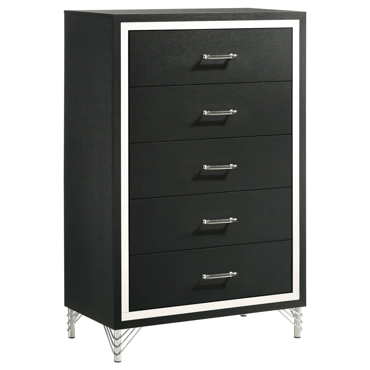 Lucia 5-drawer Bedroom Chest of Drawers | 31.5 x 17.25 x 49.25 in | Metal | Black