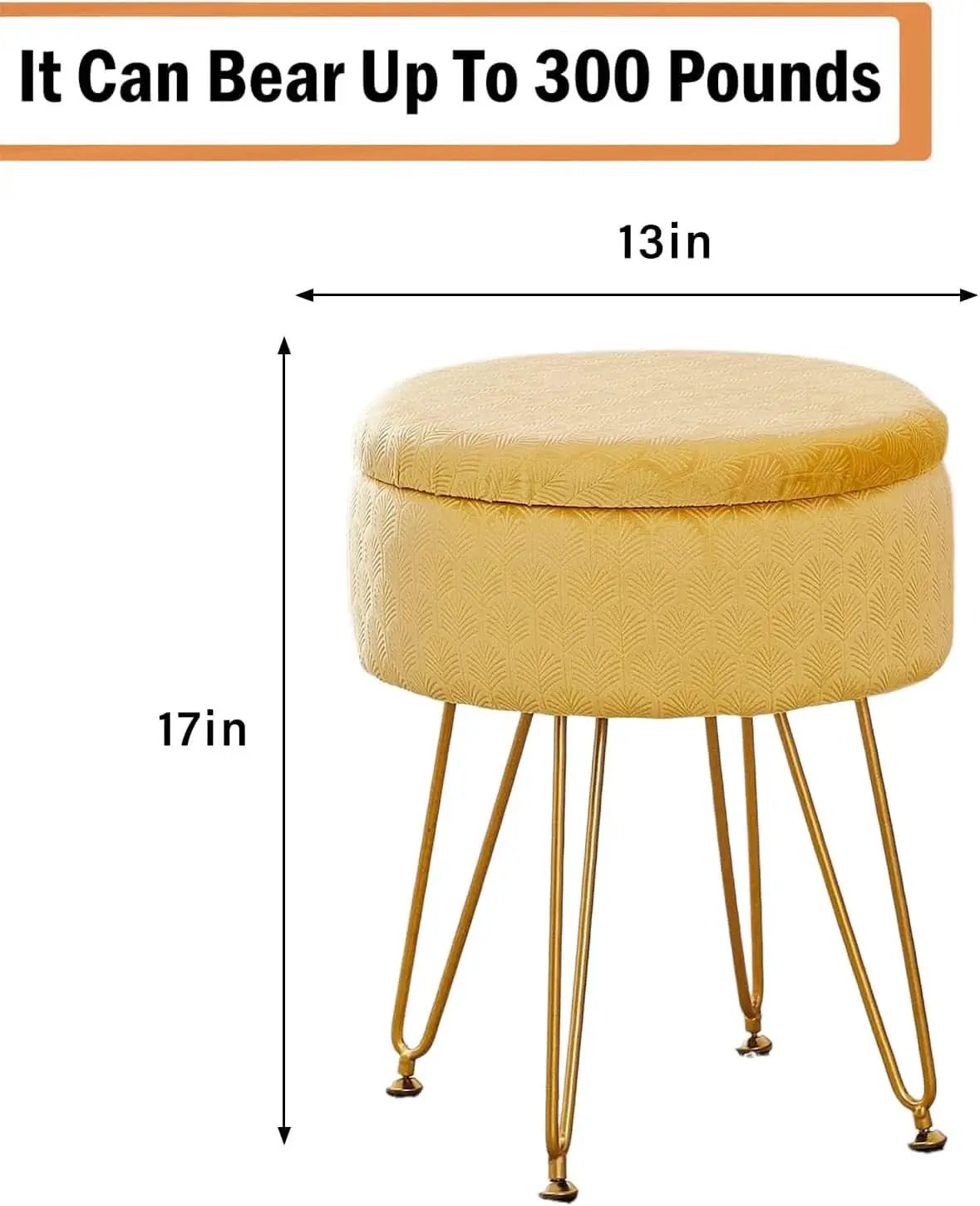 Ginger Velvet Storage Ottoman With Generous Capacity from PriceLows™