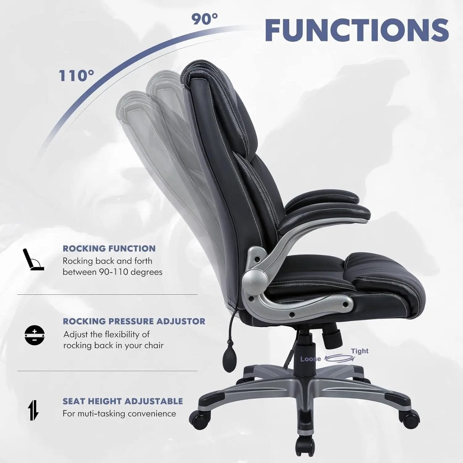 Ergonomic High Back Office Chair With Flip Up Arms from PriceLows™