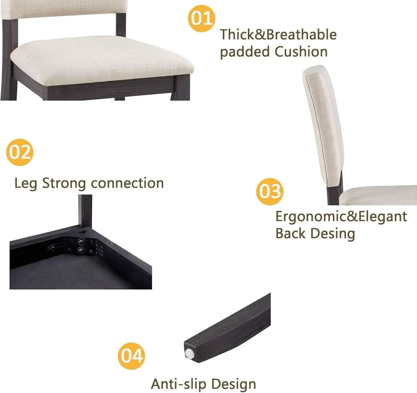 Round Dining Set With 47 Inch Table And Beige Upholstered Chairs from PriceLows™