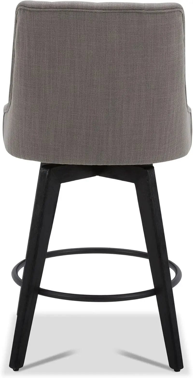 Flint Grey Upholstered Swivel Bar Stool 26 Inch Set Of 2 from PriceLows™