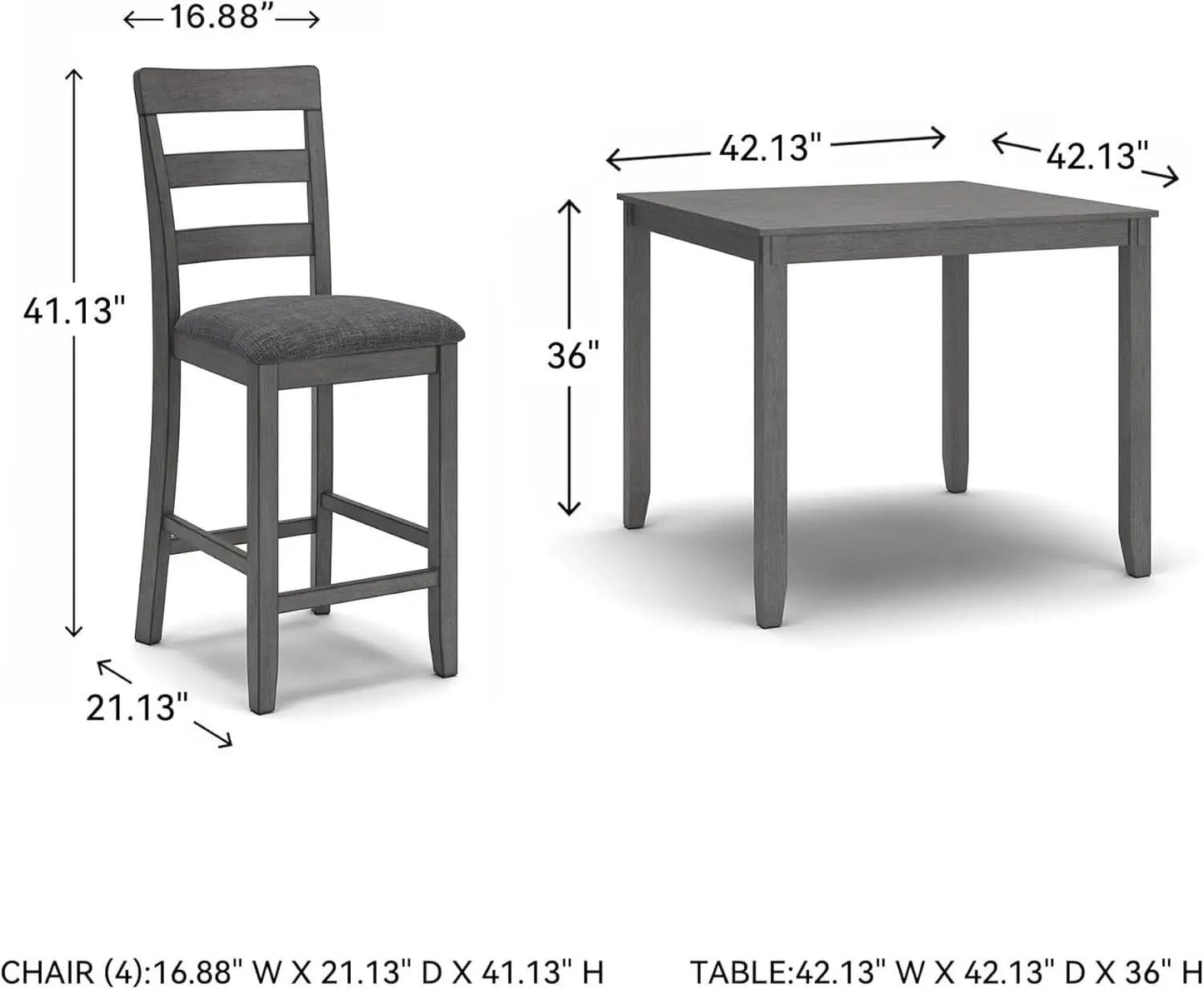 5 Piece Engineered Wood Counter Height Dining Set Gray from PriceLows™