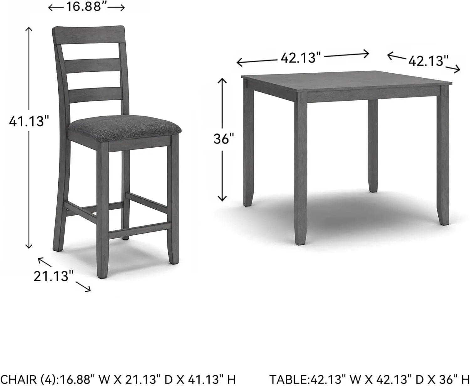 5 Piece Engineered Wood Counter Height Dining Set Gray from PriceLows™