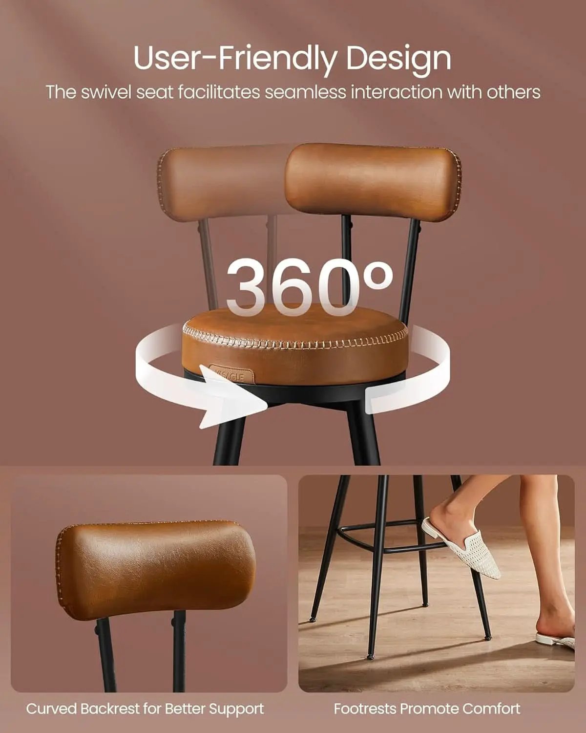 Swivel Bar Stools Set of Two for Kitchen from PriceLows™