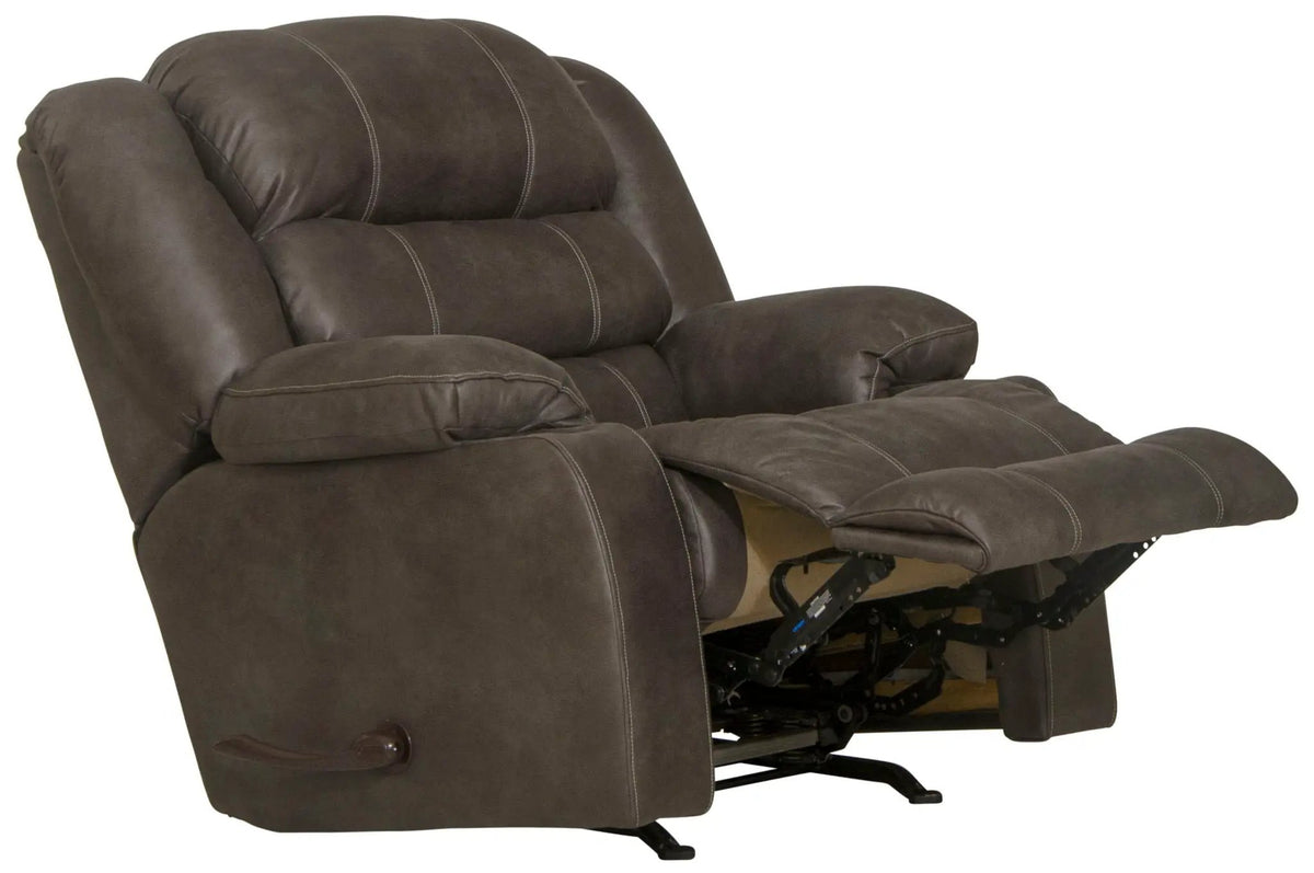 Beckley Rocker Recliner With Cupholders Rocker Chair | 2 Pieces | Walnut & Faux Leather | Living Room