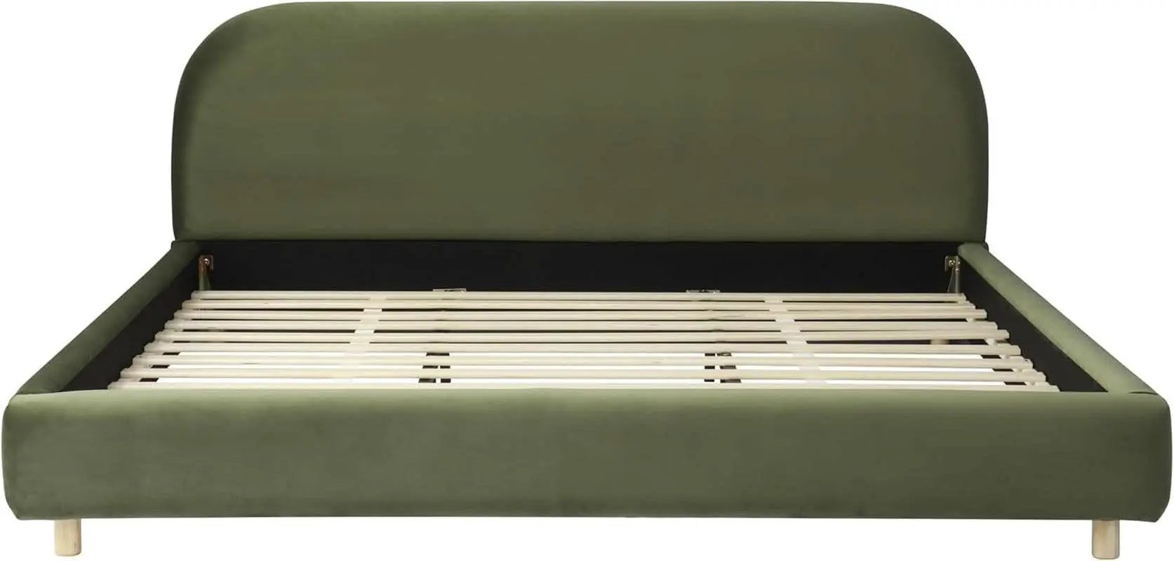 King Size Olive Green Boucle Upholstered Platform Bed from PriceLows™