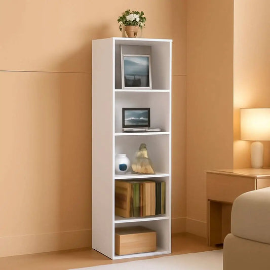 Slim Engineered Wood Bookcase With Storage For Living Room from PriceLows™