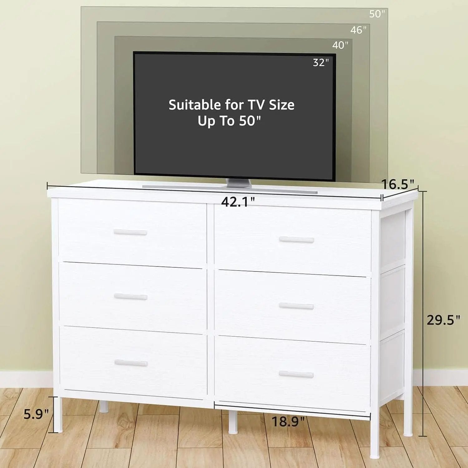White Dresser With 6 Drawers For Bedroom Storage Solutions from PriceLows™