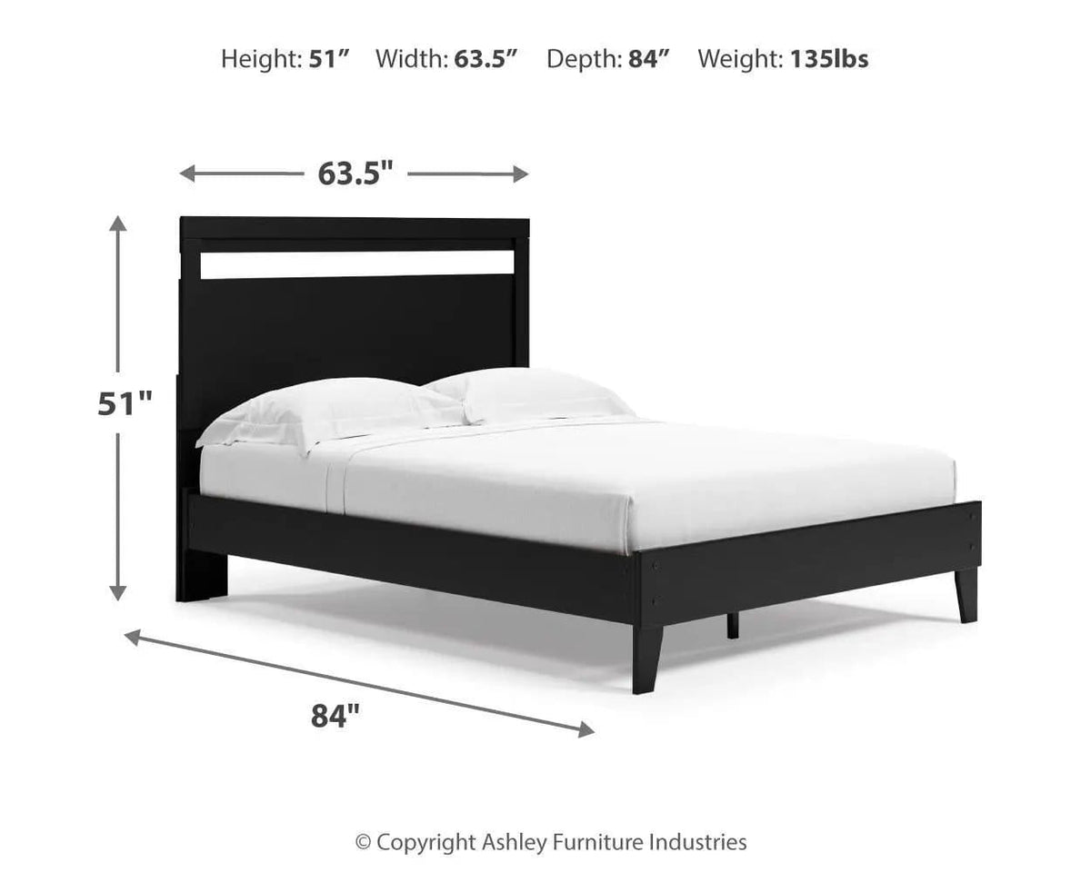 Finch Queen Panel Headboard | 63.39 x 2.01 x 50.94 in | Engineered Wood & Metal | Black